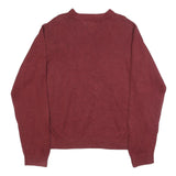 TOMMY HILFIGER Mens Maroon Plain V Neck Basic Knit Jumper XL Cotton Classic