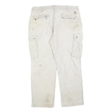 CARHARTT Mens Cotton Blend Beige Relaxed Cargo Trousers W40 L30 Workwear Zip