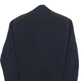 CALVIN KLEIN Mens Navy Pullover Patterned Crew Neck Basic Knit Jumper L Cotton