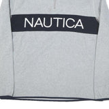 NAUTICA Mens Grey & Navy Logo Pattern Jumper 1/4 Zip Polyester Blend M Stylish