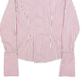 TOMMY HILFIGER Womens Red & White Striped Shirt S Cotton Blend Classic Fit