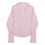 TOMMY HILFIGER Womens Red & White Striped Shirt S Cotton Blend Classic Fit