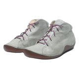 THINK Womens Casual Leather Ankle Boots Light Grey Purple Lace UK 6.5 Stylish