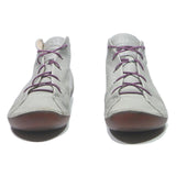THINK Womens Casual Leather Ankle Boots Light Grey Purple Lace UK 6.5 Stylish