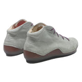 THINK Womens Casual Leather Ankle Boots Light Grey Purple Lace UK 6.5 Stylish