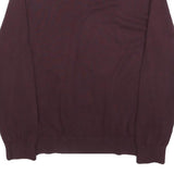 TOMMY HILFIGER Mens Maroon Plain V-Neck Basic Knit Jumper M Classic Cotton