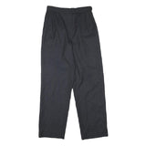 Womens Wool Blend Black Regular Fit Straight Leg Trousers W26 L27 Classic Zip