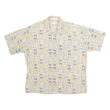 PIERRE CARDIN Mens Beige & Green Pattern Check Shirt XL Short Sleeve Cotton Wove