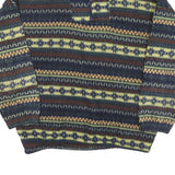 OCEANIC Mens Blue Yellow Patterned Polyester Blend Jumper 1/4 Zip XL Winter