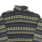 OCEANIC Mens Blue Yellow Patterned Polyester Blend Jumper 1/4 Zip XL Winter