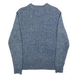 TOMMY HILFIGER Mens Blue Patterned Cotton Blend Jumper Crew Neck Cable Knit XS