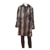 COUTURE DU VREIN Womens Brown Button Cotton Blend Jacket L Faux Fur Texture