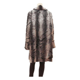 COUTURE DU VREIN Womens Brown Button Cotton Blend Jacket L Faux Fur Texture