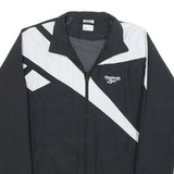 REEBOK Mens Black & White Zip Jacket XS Polyester Blend Colourblock Sportswear