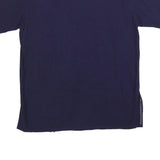 Mens Navy Blue & White Printed Cotton Blend Shirt M Short Sleeve Button Collar