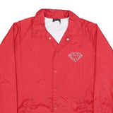 DIAMOND Mens Red Polyester Blend Button Jacket L Lightweight Plain Logo Print