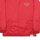 DIAMOND Mens Red Polyester Blend Button Jacket L Lightweight Plain Logo Print