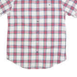 TOMMY HILFIGER Mens White & Red Checked Short Sleeve Shirt S Casual Cotton Blend