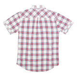 TOMMY HILFIGER Mens White & Red Checked Short Sleeve Shirt S Casual Cotton Blend