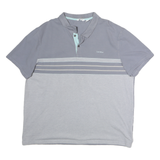 CALVIN KLEIN Mens Blue & Light Blue Cotton Short Sleeve Striped 2XL Polo Shirt