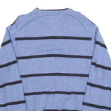 TOMMY HILFIGER Mens Blue & Black Patterned Jumper Crew Neck Basic Knit L Cotton