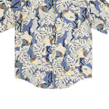 THE DESIGN CREW Mens Blue & Cream Tropical Print Cotton Short Sleeve Shirt L