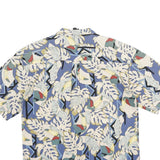 THE DESIGN CREW Mens Blue & Cream Tropical Print Cotton Short Sleeve Shirt L