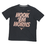 NIKE Mens Black Hook 'Em Horns Graphic T-Shirt M Short Sleeve Crew Neck Sports