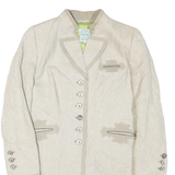 Womens Beige Tailored Blazer Jacket L Woven Synthetic Plain Button Closure Long