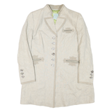 Womens Beige Tailored Blazer Jacket L Woven Synthetic Plain Button Closure Long