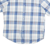 NAUTICA Mens Blue White Check Cotton Blend Shirt L Casual Short Sleeve Button
