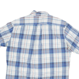 NAUTICA Mens Blue White Check Cotton Blend Shirt L Casual Short Sleeve Button