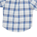 NAUTICA Mens Blue White Check Cotton Blend Shirt L Casual Short Sleeve Button