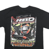 Mens Black Cotton Blend Graphic T-Shirt S Short Sleeve Crew Neck West Coast
