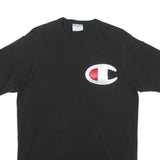 CHAMPION Mens Black Graphic T-Shirt L Short Sleeve Crew Neck Cotton Blend