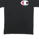 CHAMPION Mens Black Graphic T-Shirt L Short Sleeve Crew Neck Cotton Blend