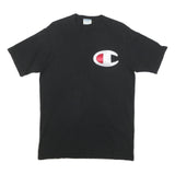 CHAMPION Mens Black Graphic T-Shirt L Short Sleeve Crew Neck Cotton Blend