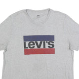 LEVI'S Womens Grey Cotton Blend Graphic T-Shirt 2XL Short Sleeve Crew Neck Logo