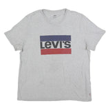 LEVI'S Womens Grey Cotton Blend Graphic T-Shirt 2XL Short Sleeve Crew Neck Logo