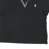 LAUREN RALPH LAUREN Mens Black Cotton Blend Polo Shirt XL V-Neck Embroidered