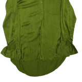 ZARA Womens Green Long Sleeve Shirt Collared XS Elegant Lightweight Polyester