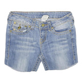 TRUE RELIGION Womens Denim Blue Casual Shorts S W27 Embroidered Pockets
