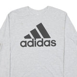 ADIDAS Mens Grey Long Sleeve Crew Neck Logo Graphic T-Shirt L Cotton Blend
