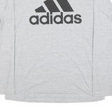ADIDAS Mens Grey Long Sleeve Crew Neck Logo Graphic T-Shirt L Cotton Blend