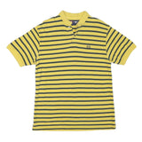 CHAPS Mens Yellow & Navy Striped Short Sleeve Polo Shirt M Classic Cotton Blend