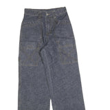 YI JUE Womens Jeans Blue Relaxed Straight Denim W24 L30 Wide Leg Pockets