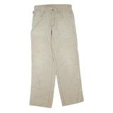 CARHARTT Mens Regular Beige Cotton Blend Zip Trousers W32 L32 Workwear Durable