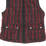 CROFT & BARROW Mens Black & Red Checked Quilted Waistcoat L Polyester Blend