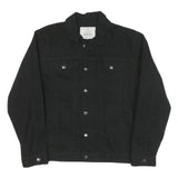 JEANIUS Mens Black Cotton Blend Button Jacket XL Classic Plain Casual Outerwear