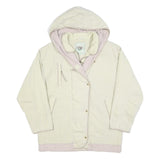 NEWPORT Womens Cream & Beige Hooded Jacket L Polyester Blend Button Closure